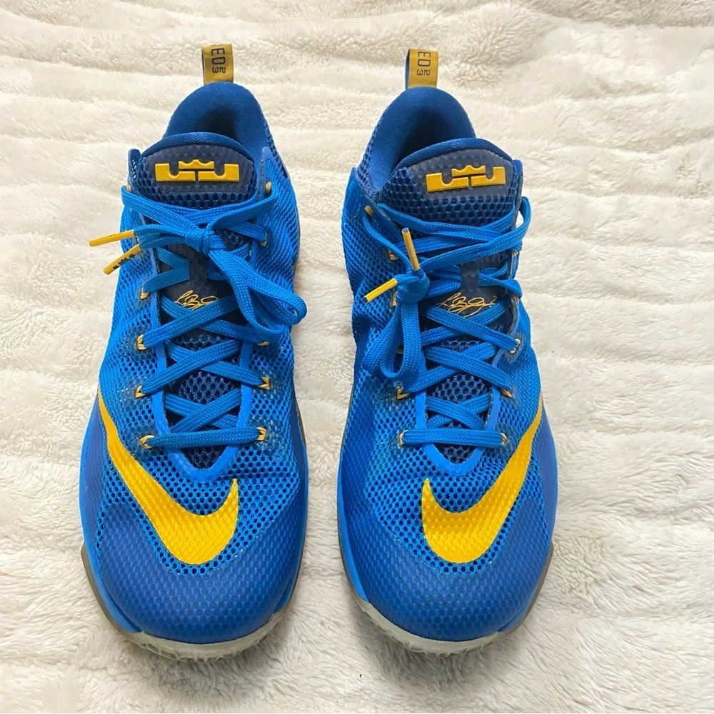 Nike LeBron 12 Low Vibrant Blue and Gold Sneakers Size 13